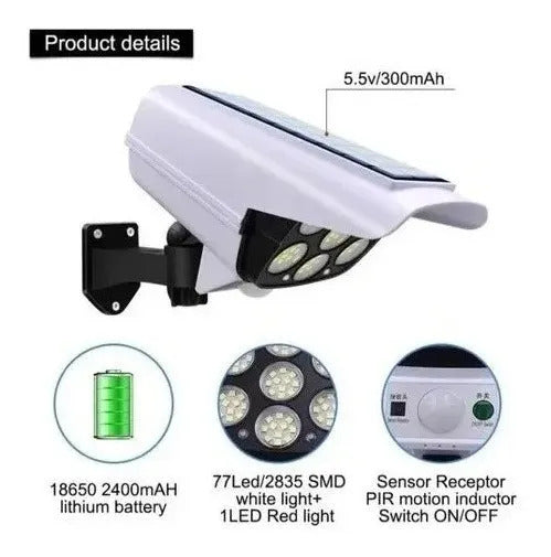 Foco Solar Simula Camara De Seguridad